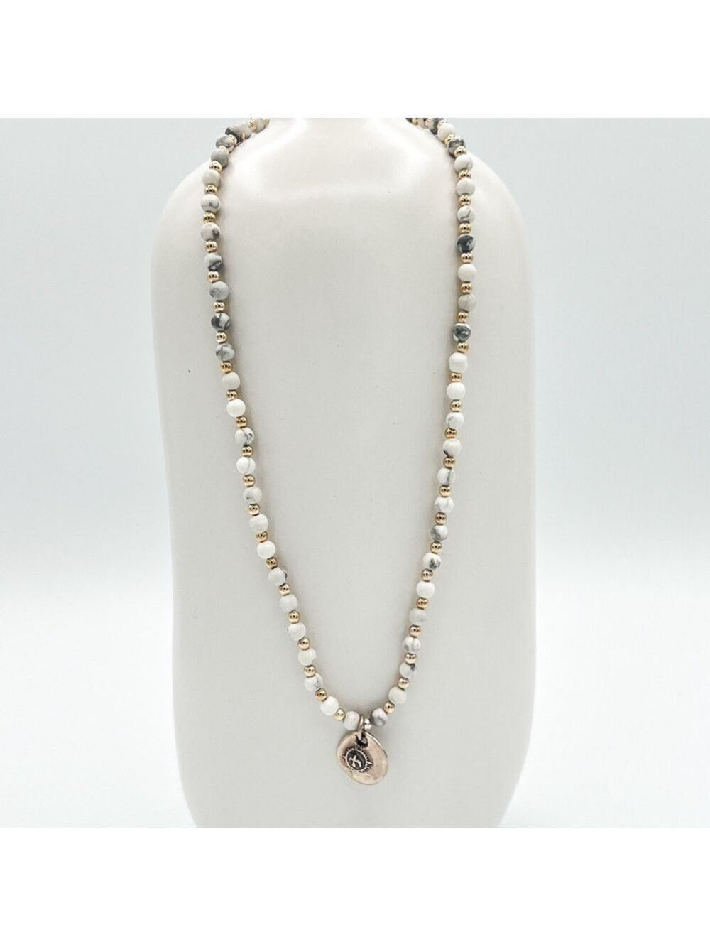 Howlite beads with 925 beads and pendant - Picture 3 of 6